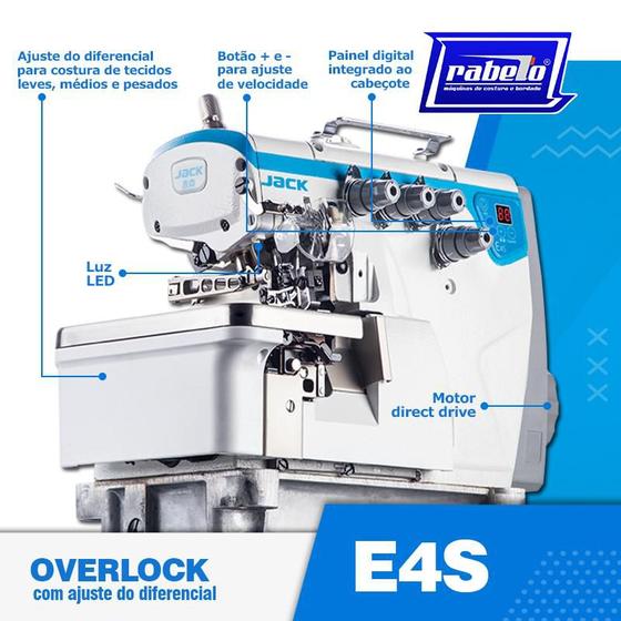 Imagem de Máquina Overlock 4 Fios E4S-4-M03/333 Jack (Direct Drive)