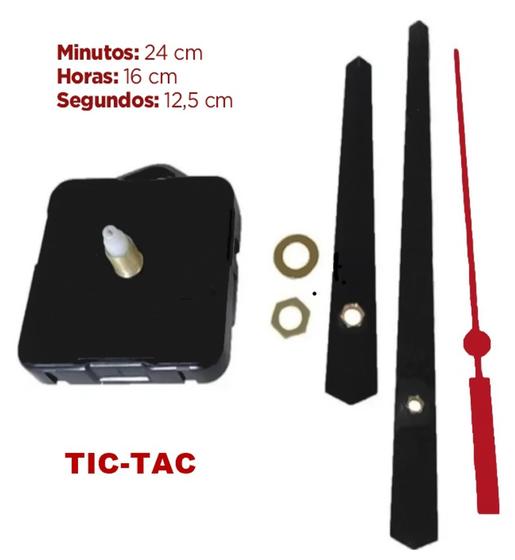 Imagem de Máquina Para Relógio Parede Tic Tac Eixo 13 Mm Com Ponteiro