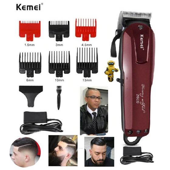 Imagem de Maquina profissional cortar cabelo sem fio kemei km 2600 Power Full Bifunção