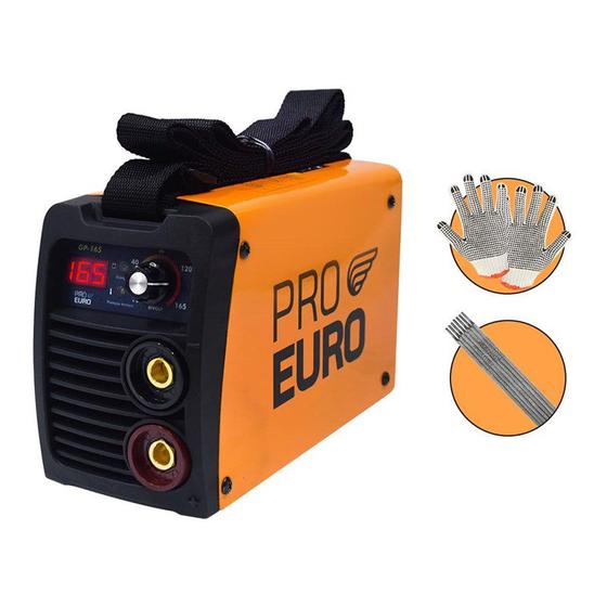 Imagem de Maquina solda inversora gp 165 bivolt pro euro + 250g eletrodo 3,25mm + luva pigmentada