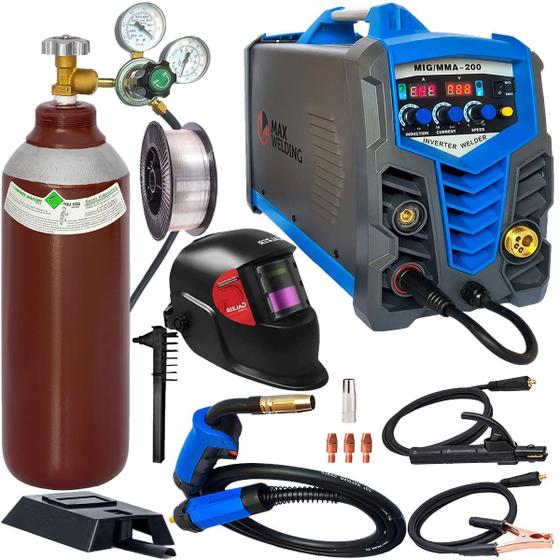 Maquina Solda Mig Flex Bivolt 200 Inversora Kit Completo Cilindro Gás ...
