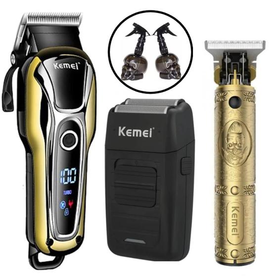 Imagem de Maquinas Kemei Cortar Cabelo Barba Barbearia Acabamento Barba Cabelo Barbeador Shaver