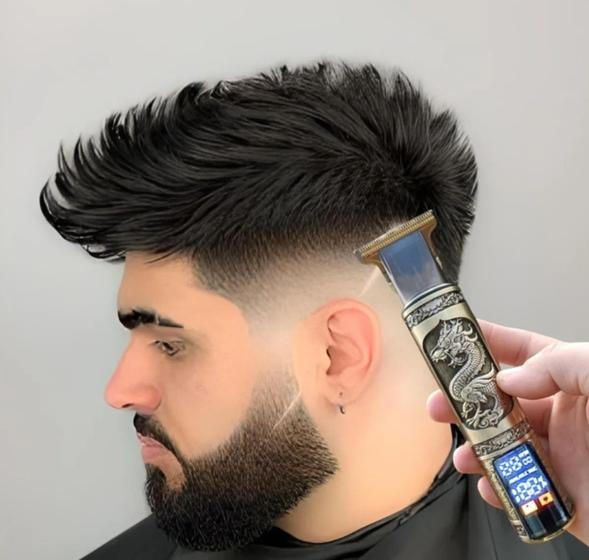 Imagem de maquininha corte acabamento cabelo barba e pelos com visor retro 