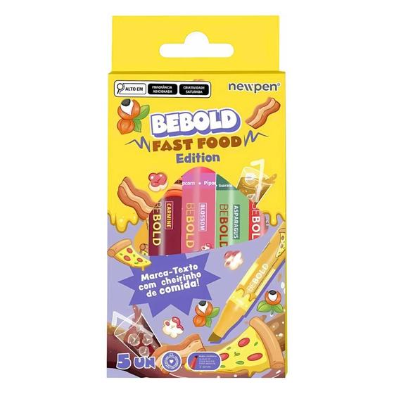 Imagem de Marca Texto Be Bold Fast Food com Cheirinho Comida 5 Unidades NEWPEN