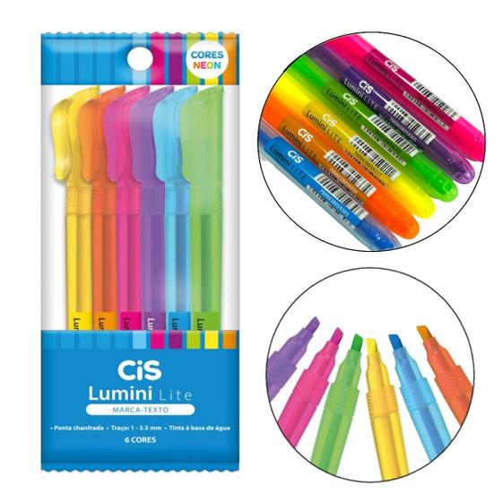 Imagem de Marca Texto Cis Lumini Lite Neon Estojo com 6 Cores