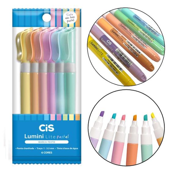 Imagem de Marca Texto Cis Lumini Lite Pastel Estojo com 6 Cores