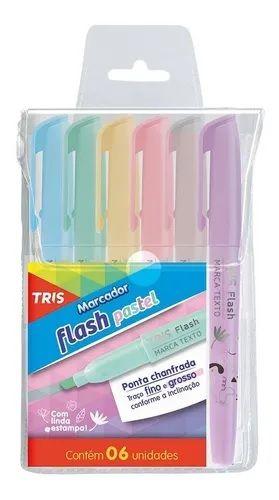 Imagem de Marca Texto Flash Pastel Tris Holic - Estojo Com 06 Cores