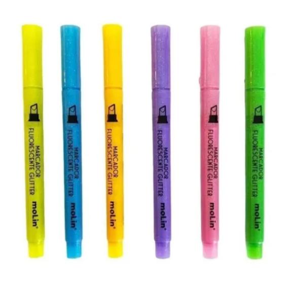 Imagem de Marca-Texto Fluorescente com Glitter - Molin