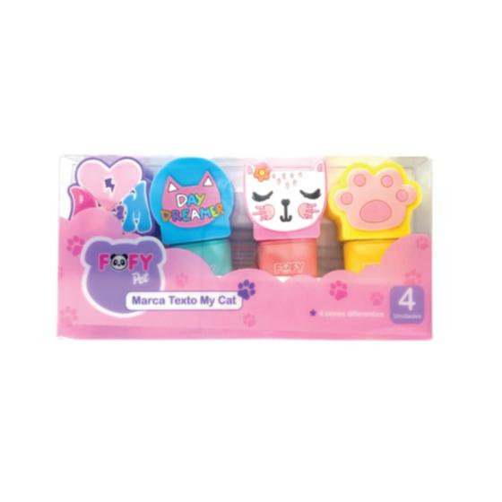 Imagem de Marca texto gatinho my cat com 4 cores diferentes - fofy