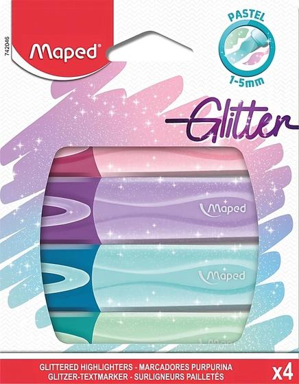 Imagem de Marca texto kit com 4 cores pastéis + glitter maped