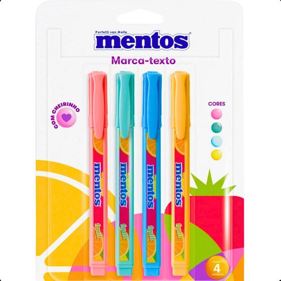 Imagem de  Marca texto Mentos 4 cores caneta material cheiroso vibrante 