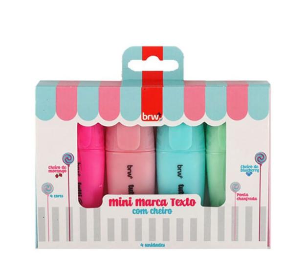 Imagem de Marca Texto Mini com cheiro, estojo c/4 cores - BRW