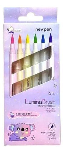 Imagem de Marca Texto Newpen Lumina Brush Highlighter Neon 6 Cores