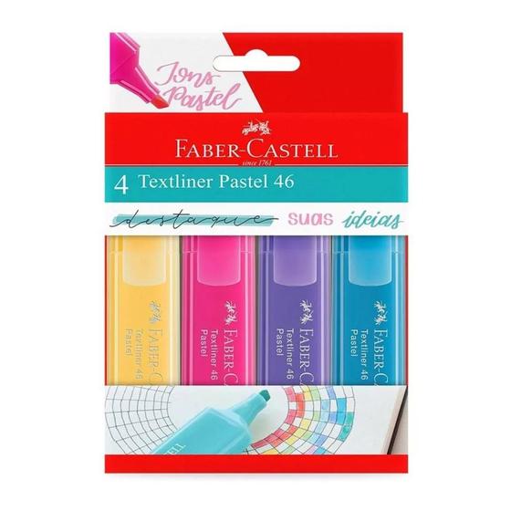 Imagem de Marca Texto Pastel Textliner 46 com 4 Cores Faber Castell