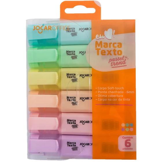 Imagem de Marca Texto Pastel Trend Estojo com 6 cores: rosa, amarelo, laranja, lilás, azul e verde