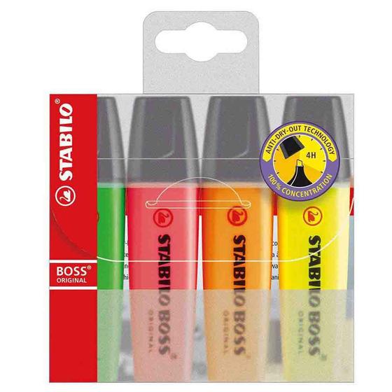 Imagem de Marca Texto Stabilo Boss Neon Com 4 Cores