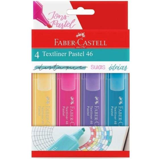 Marca Texto Textliner Pastel 46 Estojo c/ 4 unidade FaberCastell Marca Texto Marca Texto Textliner Pastel 46 Estojo c/ 4 unidade FaberCastell Marca Texto