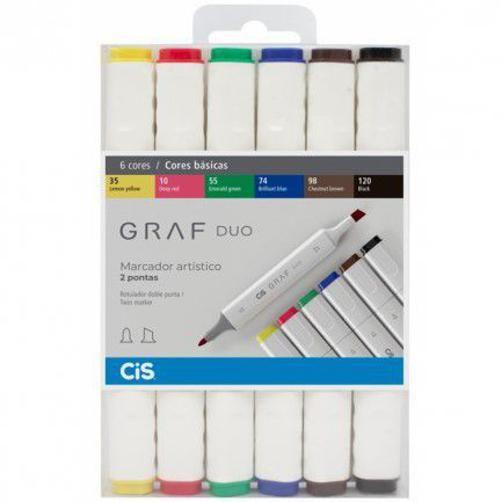 Imagem de Marcador Artístico 6 Cores Basicas Graf Duo Cis