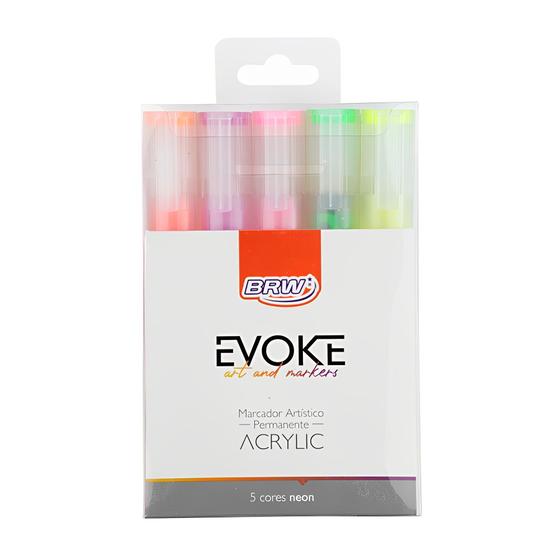 Imagem de Marcador Artístico Brw Evoke 5 Cores Neon Permanente