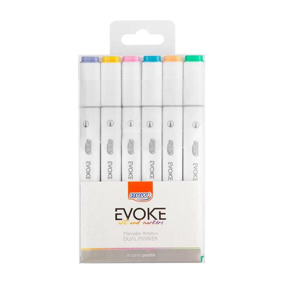 Imagem de Marcador Artístico Brw Evoke Dual Marker com 6 Cores Pastéis