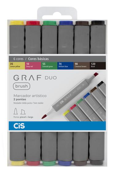 Imagem de Marcador Artístico CiS Graf Duo Brush Estojo Com 6 Cores Básicas