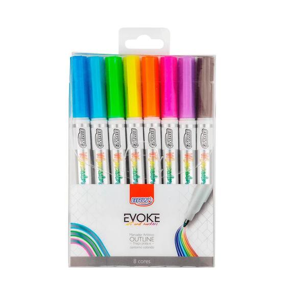 Imagem de Marcador Artístico Evoke Outline com 8 Cores - BRW