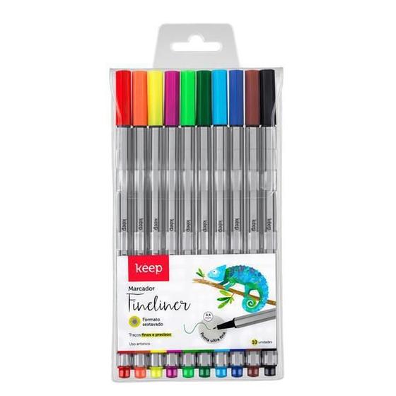 Imagem de Marcador Artístico Fineliner 0.4Mm Com 10 Cores Keep - Mr053