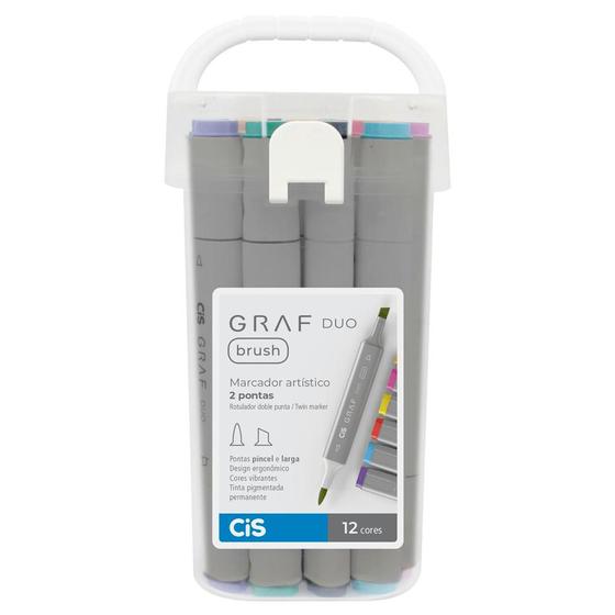 Imagem de Marcador Artístico Graf Duo Brush Estojo com 12 Cores - Cis