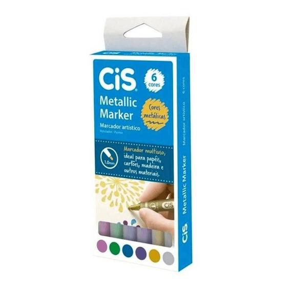 Imagem de Marcador Artístico Metallico Maker 1.0 mm c/ 6 cores - Cis -