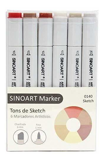 Imagem de Marcador Artístico Para Desenho Sinoart 6 Tons Sketch