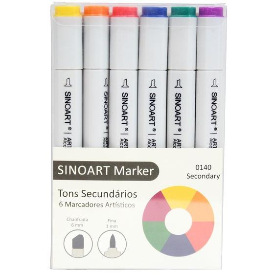 Imagem de Marcador Artístico Sinoart Tons Secundários com 06 unidades