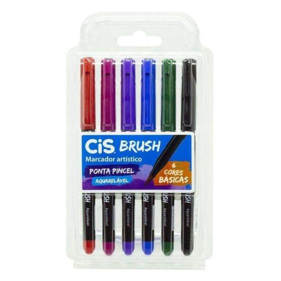 Imagem de Marcador Brush Pen CIS estojo com 6 cores básicas
