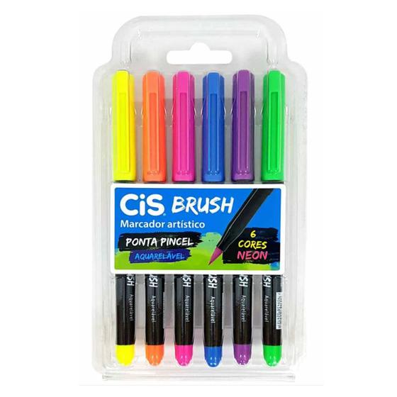 Imagem de Marcador Brush Pen CIS estojo com 6 cores neon