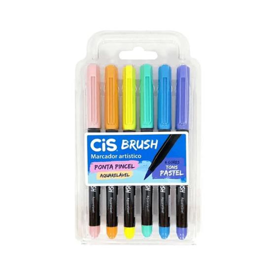 Imagem de Marcador Brush Pen CIS estojo com 6 tons pastéis
