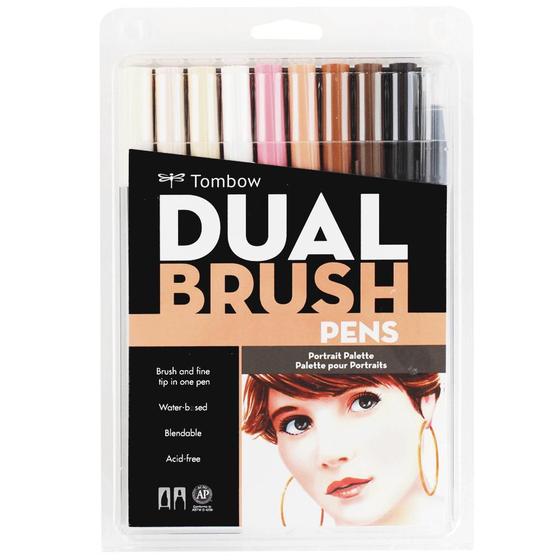 Imagem de Marcador Caneta Pincel Dual Brush Tombow 10 Cores Retrato