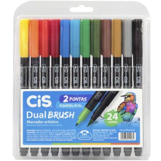 Imagem de Marcador Cis Dual Brush estojo 24 cores