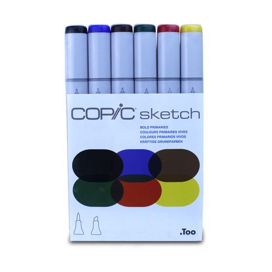 Imagem de Marcador Copic Sketch Bold Primaries Ponta Dupla Estojo com 6 Cores