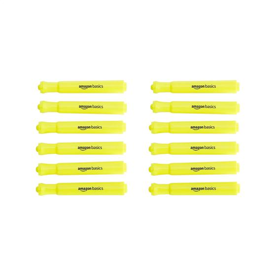 Imagem de Marcador de Texto Amazon Basics - Ponta Chanfrada Amarela - Pacote com 12