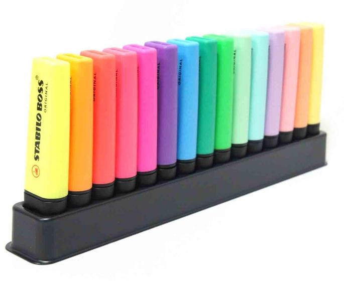Marcador de Texto Boss Kit com 15 Cores Stabilo Menor preço em Marcador de Texto Boss Kit com 15 Cores Stabilo