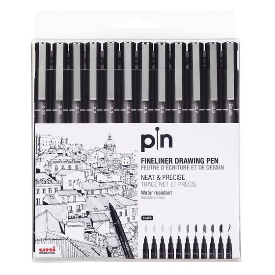 Imagem de Marcador Fine Line Uni Pin Preta Estojo C/12