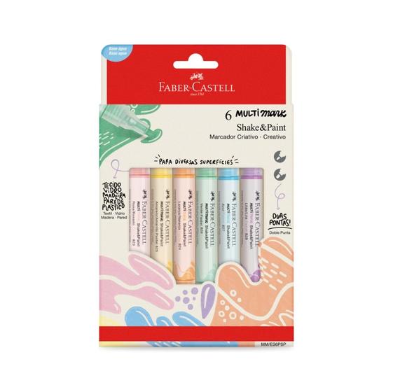 Imagem de Marcador Multimark Pastel Ponta Dupla Com 6 Cores Faber Castell