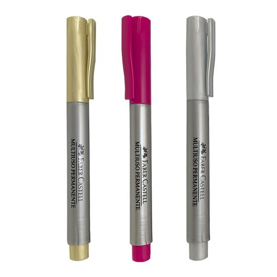 Imagem de Marcador Multiuso Permanente Kit Com 3 Cores - Faber Castell