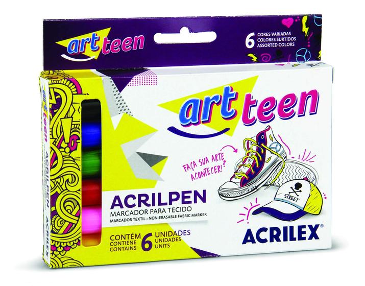 Imagem de Marcador para tecido acrilpen 6 cores