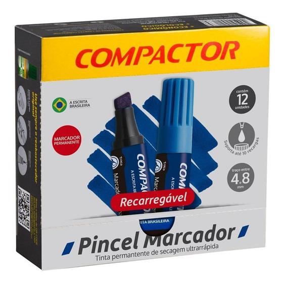 Imagem de Marcador Permanente Azul Compactor - Embalagem com 12 Unidades