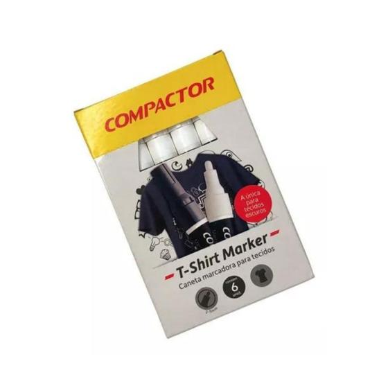Imagem de Marcador Permanente Branco Para Tecidos Caixa c/ 6 Compactor
