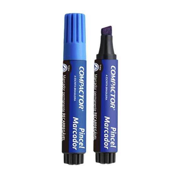 Imagem de Marcador Permanente Compactor Recarregável Azul com Traço Variante de 4mm e 8mm