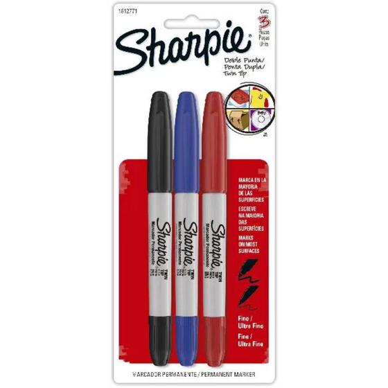 Imagem de Marcador Permanente SHARPIE Twin Tip Estojo c/ 3 Cores