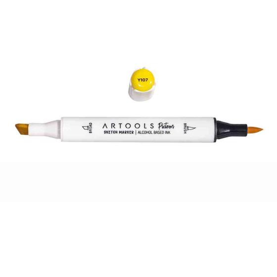 Imagem de Marcador Ponta Dupla Pictom Artools Y107 Amarelo