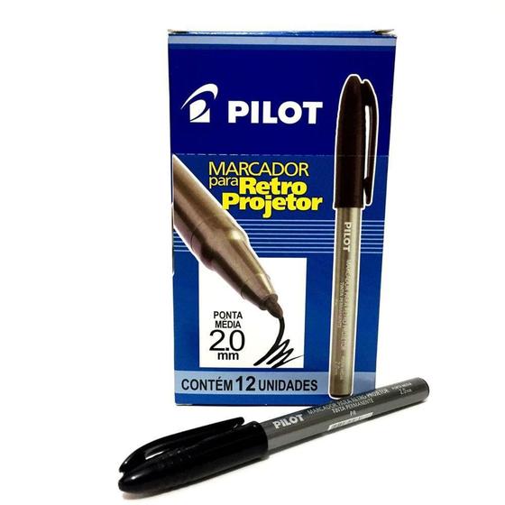 Marcador retroprojetor pilot 2.0 preto caixa com 12un Menor preço em Marcador retroprojetor pilot 2.0 preto caixa com 12un