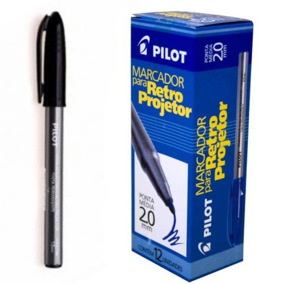 Marcador Retroprojetor Pilot 2.0mm Preto - 12 Unidades Menor preço em Marcador Retroprojetor Pilot 2.0mm Preto - 12 Unidades